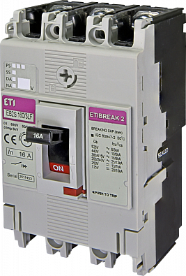 Автоматический выключатель EB2S 160/3LF 16А 3P (16kA фикс.настр.) - фото1