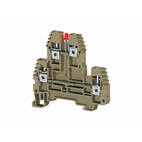 Клеммник 2-х ярусный, 4 мм.кв., с индикацией 24 VAC, (бежевый); PIK4 NLD 24VAC