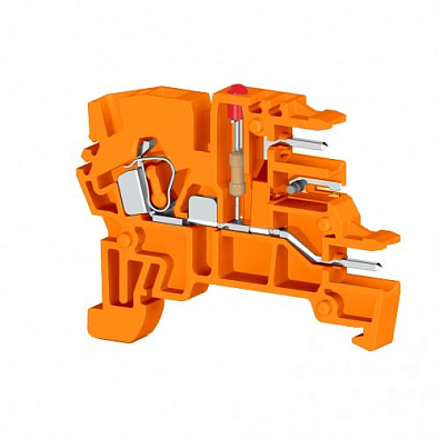 Клеммник пружинный с разъёмом, на DIN-рейку, 2,5 мм.кв., (оранжевый); PCY 2,5 - фото1