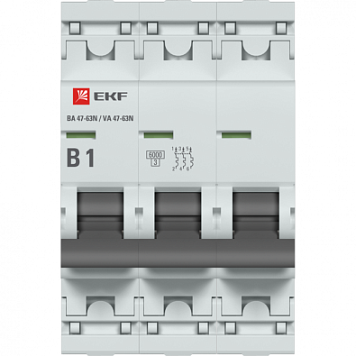 ВА 47-63N 3P 1А (B) 6кА EKF PROxima автоматический выключатель, арт. M636301B - фото2
