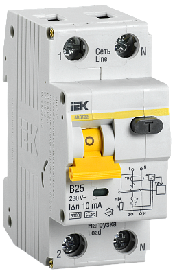 Автоматический выключатель дифференциального тока АВДТ 32 B25 10мА IEK - фото1
