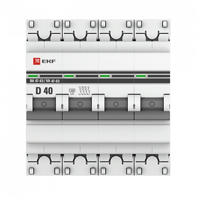 ВА 47-63 4P 40А (D) 4,5kA EKF PROxima автоматический выключатель, арт. mcb4763-4-40D-pro - фото2