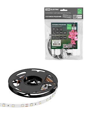 Комплект светодиодной ленты SMD2835-60 LED/м-12 В-4,8 Вт/м-IP20-6000 К (1 м), 6 Вт TDM ELECTRIC - фото1