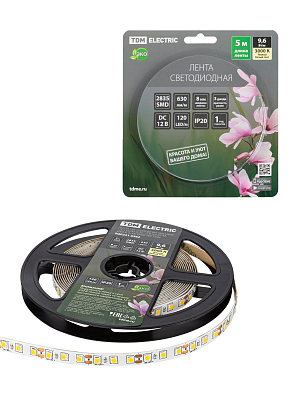 Лента светодиодная SMD2835-120 LED/м-IP20-12 В-9,6 Вт/м-3000 К (5 м) блистер TDM ELECTRIC - фото1