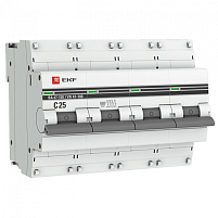 ВА 47-100 4P 25А (C) 10kA EKF PROxima автоматический выключатель, арт. mcb47100-4-25C-pro
