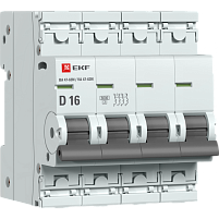 ВА 47-63N 4P 16А (D) 6кА EKF PROxima автоматический выключатель, арт. M636416D