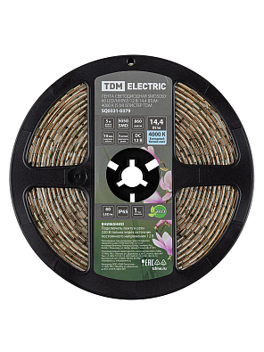 Лента светодиодная SMD5050-60 LED/м-IP65-12 В-14,4 Вт/м-4000 К (5 м) блистер TDM ELECTRIC - фото5