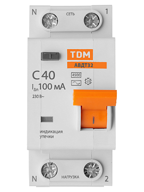 АВДТ 32 2P(1P+N) C40А 100мА 4,5кА TDM ELECTRIC дифференциальный автоматический выключатель - фото5