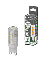 Лампа светодиодная G9-5 Вт-230 В-6500 К, SMD, 16x49 мм TDM ELECTRIC