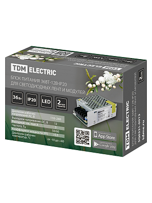 Блок питания 36Вт-12В-IP20  для светодиодных лент и модулей, метал TDM ELECTRIC - фото3