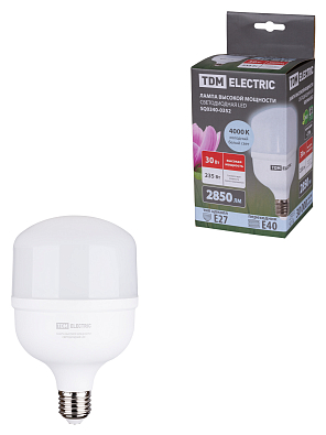 Лампа светодиодная T 30 Вт, 230 В, 4000 К, E27 (100x165 мм) TDM ELECTRIC - фото1