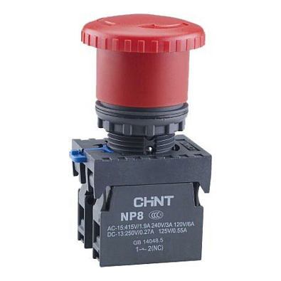 Кнопка управления "Грибок" Φ40мм NP8-11ZS/14 фикс., красн., 1НО+1НЗ, IP65 (R) - фото1