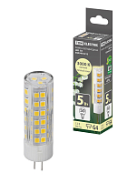 Лампа светодиодная G4-5 Вт-AC/DC 12 В-3000 К, SMD, 16x57 мм TDM ELECTRIC