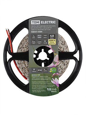 Лента светодиодная SMD2835-60 LED/м-IP20-12 В-4,8 Вт/м-3000 К (5 м) блистер TDM ELECTRIC - фото5