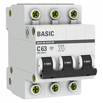ВА 47-29 3P 63А (C) 4,5кА Basic автоматический выключатель, арт. mcb4729-3-63C
