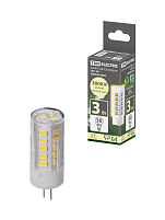Лампа светодиодная G4-3 Вт-AC/DC 12 В-3000 К, SMD, 16x43 мм TDM ELECTRIC