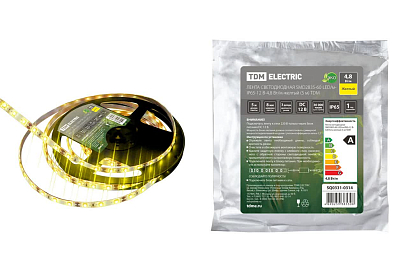 Лента светодиодная SMD2835-60 LED/м-IP65-12 В-4,8 Вт/м-желтый (5 м) TDM ELECTRIC - фото1