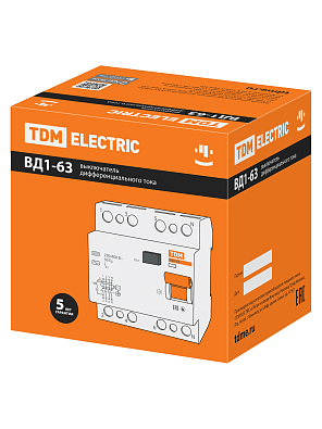 ВД1-63 4Р 40А 100мА TDM ELECTRIC устройство защитного отключения (УЗО) - фото6