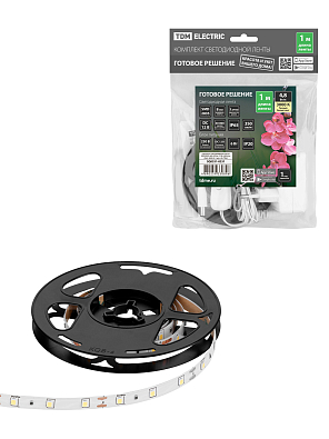 Комплект светодиодной ленты SMD2835-60 LED/м-12 В-4,8 Вт/м-IP65-3000 К (1 м), 6 Вт TDM ELECTRIC - фото1
