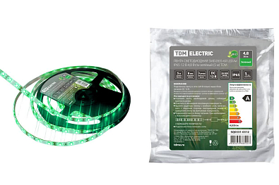 Лента светодиодная SMD2835-60 LED/м-IP65-12 В-4,8 Вт/м-зелёный (5 м) TDM ELECTRIC - фото1