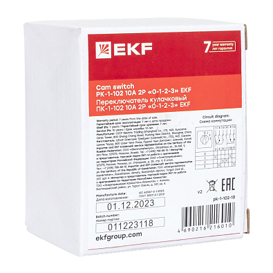 Переключатель кулачковый ПК-1-102 10А 2P «0-1-2-3» EKF PROxima - фото13