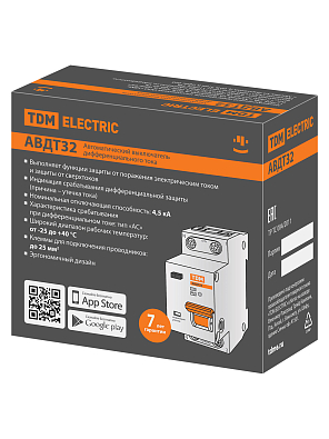 АВДТ 32 2P(1P+N) C40А 30мА 4,5кА TDM ELECTRIC дифференциальный автоматический выключатель - фото3