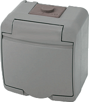 Розетка 2-я (Schuko) (серая крышка) (IP44/54) RHE-2s-SR