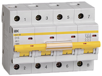 Автоматический выключательВА47-100 4Р 16А 10кА х-ка D IEK
