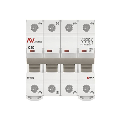 AV-6 DC 4P 20A (C) 6kA EKF AVERES выключатель автоматический, арт. mcb6-DC-4-20C-av - фото17
