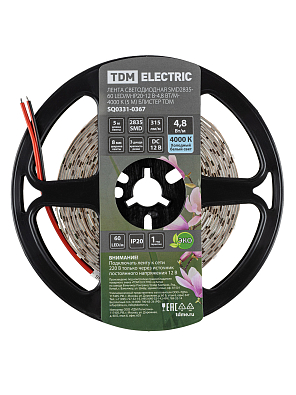 Лента светодиодная SMD2835-60 LED/м-IP20-12 В-4,8 Вт/м-4000 К (5 м) блистер TDM ELECTRIC - фото5