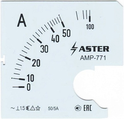 Шкала к амперметру AMP-771 50/5 А - фото1