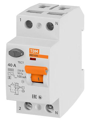 ВД1-63S 2Р 40А 100мА TDM ELECTRIC устройство защитного отключения (УЗО) - фото3