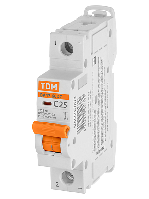 ВА47-60DC 1P 25А 6кА х-ка С TDM ELECTRIC модульный автоматический выключатель - фото2