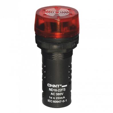 Сигнализатор звуковой ND16-22FS Φ22 мм красный LED AC/DC24В (R) - фото1
