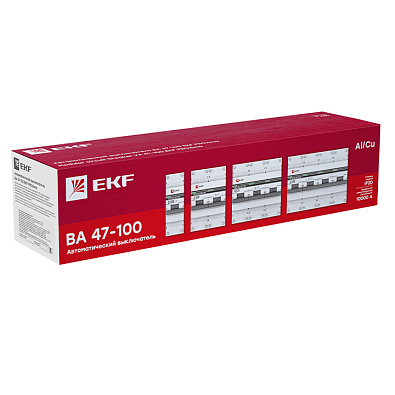 ВА 47-100 3P 100А (C) 10kA EKF PROxima автоматический выключатель, арт. mcb47100-3-100C-pro - фото6