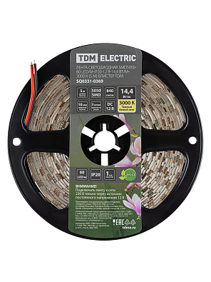 Лента светодиодная SMD5050-60 LED/м-IP20-12 В-14,4 Вт/м-3000 К (5 м) блистер TDM ELECTRIC - фото5