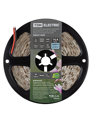 Лента светодиодная SMD5050-60 LED/м-IP20-12 В-14,4 Вт/м-4000 К (5 м) блистер TDM ELECTRIC - фото5