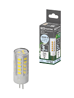 Лампа светодиодная G4-3 Вт-AC/DC 12 В-4000 К, SMD, 16x43 мм TDM ELECTRIC