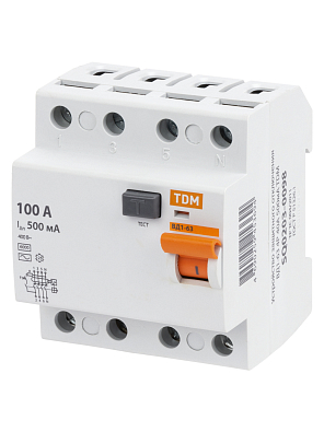 ВД1-63 4Р 100А 500мА TDM ELECTRIC устройство защитного отключения (УЗО) - фото3