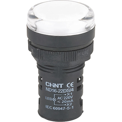 Индикатор ND16-22DS/4C белый, компактный, встр. конденсатор, IP65 АС380В (R) - фото1