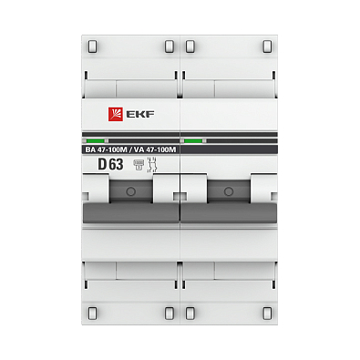 ВА 47-100M 2P 63А (D) 10kA EKF PROxima автоматический выключатель, арт. mcb47100m-2-63D-pro - фото7