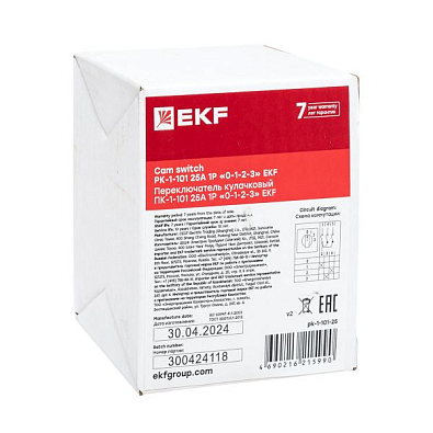 Переключатель кулачковый ПК-1-101 25А 1P «0-1-2-3» EKF PROxima - фото17