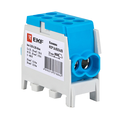 Клемма распределительная КСР с двойным винтом 2x35/2x25 синяя EKF PROxima - фото10