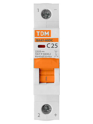 ВА47-60DC 1P 25А 6кА х-ка С TDM ELECTRIC модульный автоматический выключатель - фото4