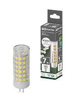 Лампа светодиодная G4-7 Вт-230 В-6500 К, SMD, 18,5x57 мм TDM ELECTRIC