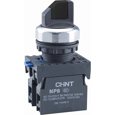 Переключатель без подсветки NP8-11X/315, 3 положение фиксацией, желт., 1НО+1НЗ, IP65 (R) - фото1