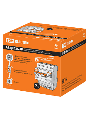 АВДТ 63S 4P(3P+N) C40 100мА 6кА TDM ELECTRIC дифференциальный автоматический выключатель - фото4