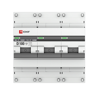 ВА 47-100M 3P 100А (D) 10kA EKF PROxima автоматический выключатель, арт. mcb47100m-3-100D-pro - фото7