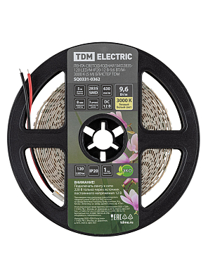 Лента светодиодная SMD2835-120 LED/м-IP20-12 В-9,6 Вт/м-3000 К (5 м) блистер TDM ELECTRIC - фото5