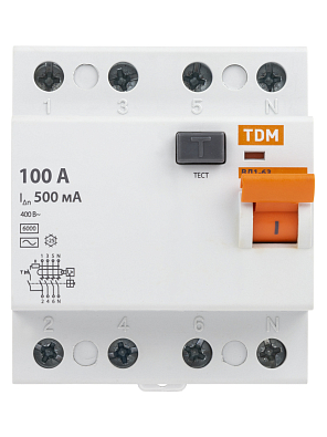 ВД1-63 4Р 100А 500мА TDM ELECTRIC устройство защитного отключения (УЗО) - фото5